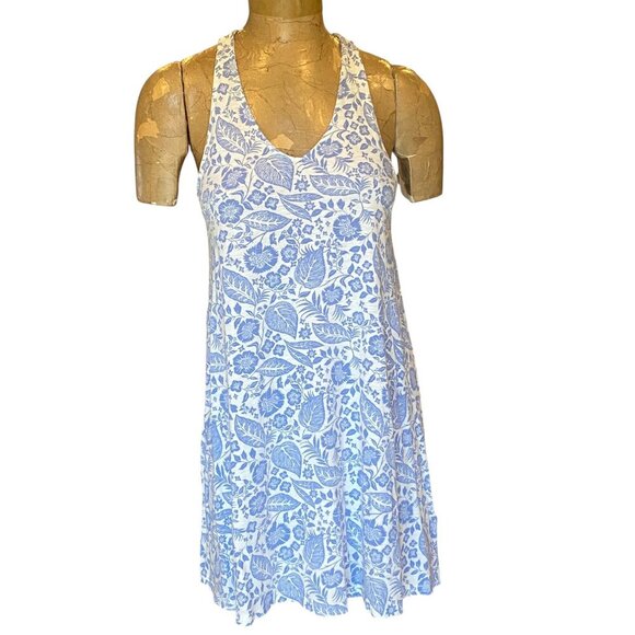 H&M Botanical Print Sundress Twist Back XS Blue & White #285V - Picture 1 of 9